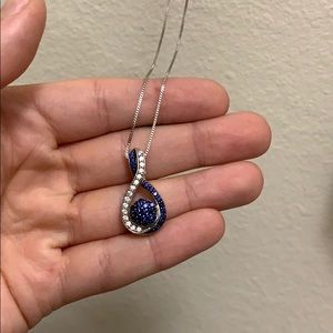 Sterling Silver Sapphire & Zirconia Necklace